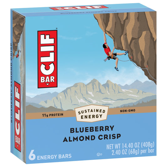 CLIF BAR - Blueberry Almond Crisp - Made with Organic Oats - 11g Protein - Non-GMO - Plant Based - Energy Bars - 2.4 oz. (6 Pack)