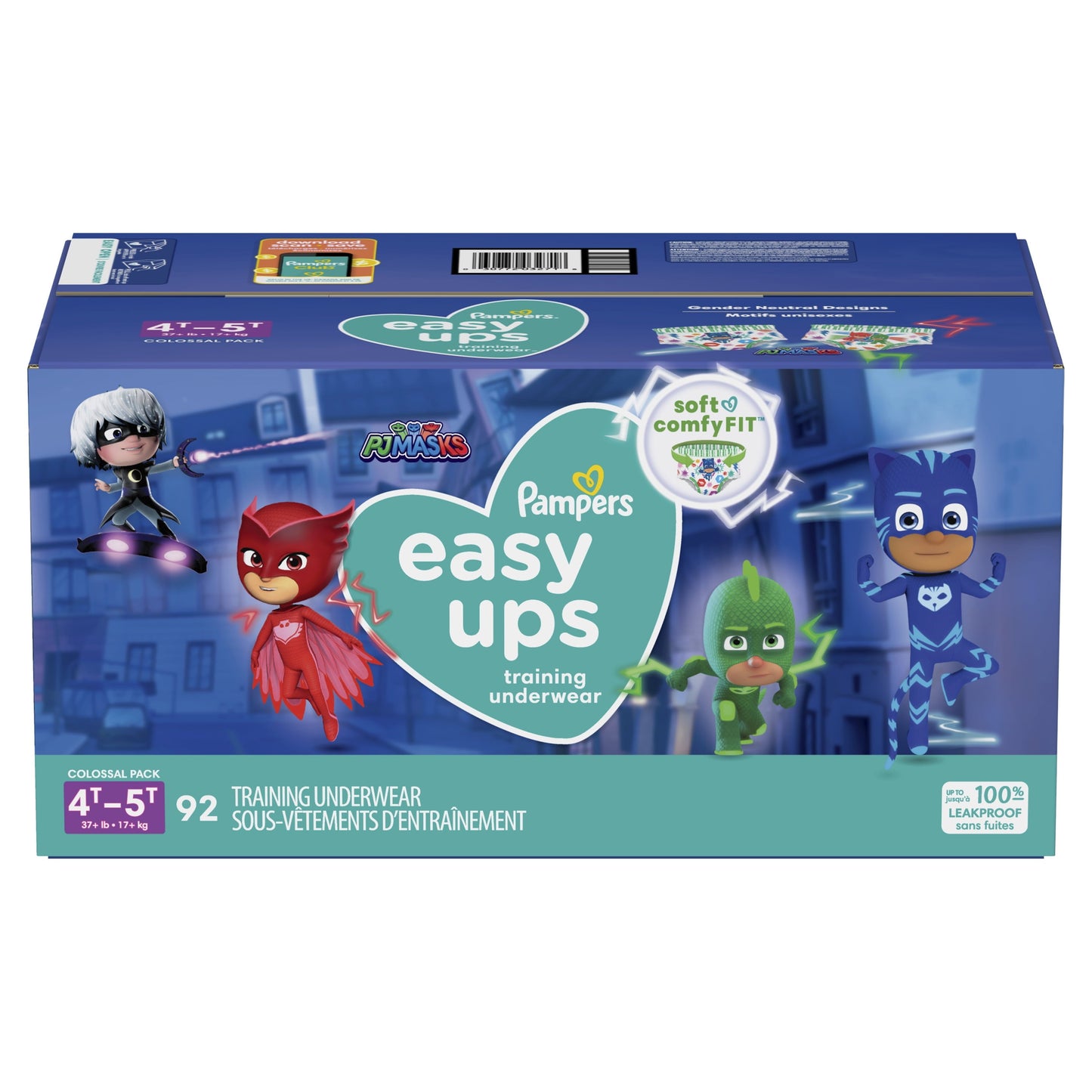 Pampers Easy Ups PJ Masks Training Pants Toddler Boys Size 4T/5T 92 Count