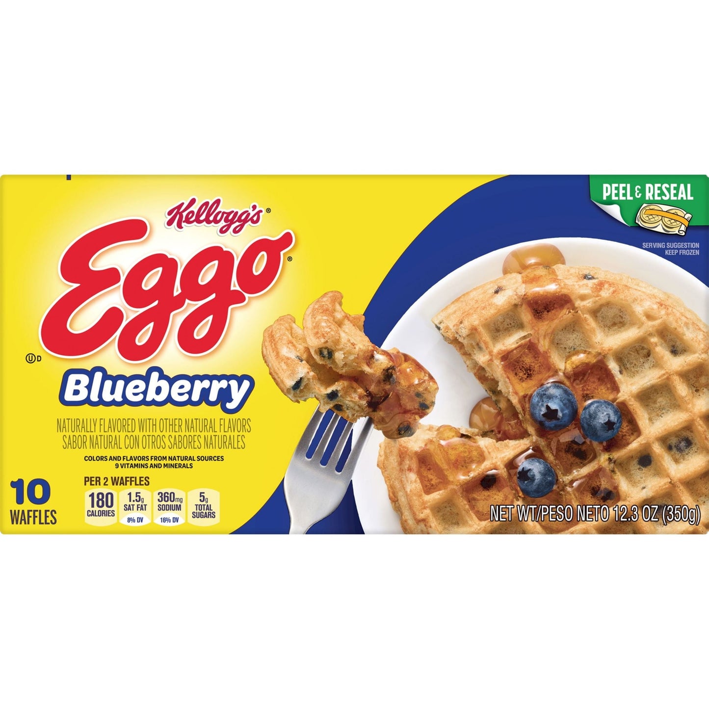 Eggo Blueberry Waffles, 12.3 oz, 10 Count (Frozen)