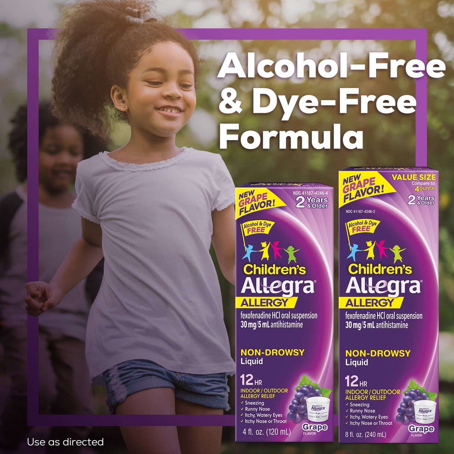 Allegra Children's 12 Hour Non-Drowsy Antihistamine Allergy Relief Medicine 30mg Grape Flavor Liquid 4oz