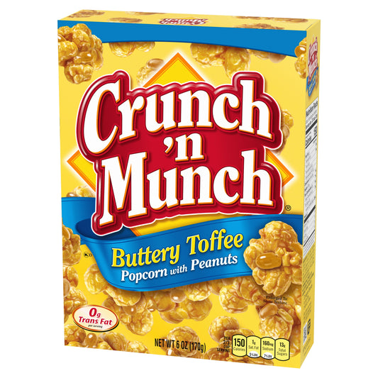 CRUNCH 'N MUNCH Buttery Toffee Popcorn with Peanuts, 6 oz.