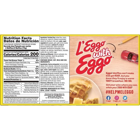 Eggo Chocolatey Chip Waffles, 12.3 oz, 10 Count (Frozen), Regular