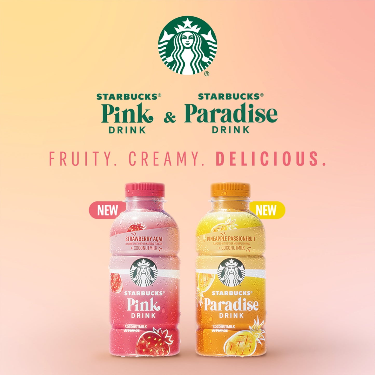 Starbucks Coffee Drink Pink Drink Strawberry, 14 oz