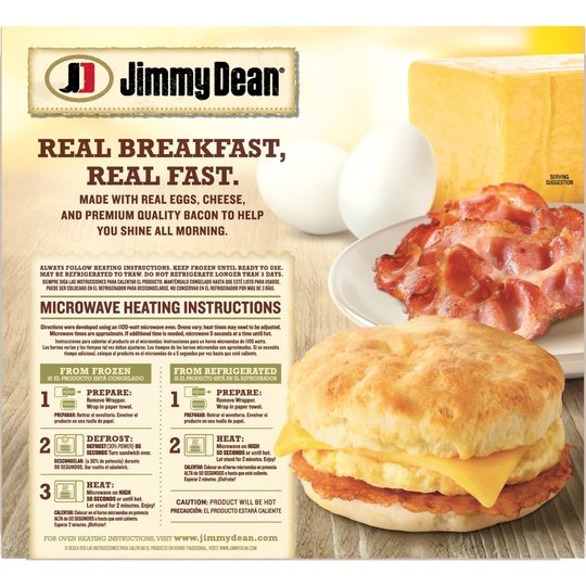 Jimmy Dean Bacon Egg & Cheese Biscuit Sandwich, 28.8 oz, 8 Count (Frozen)