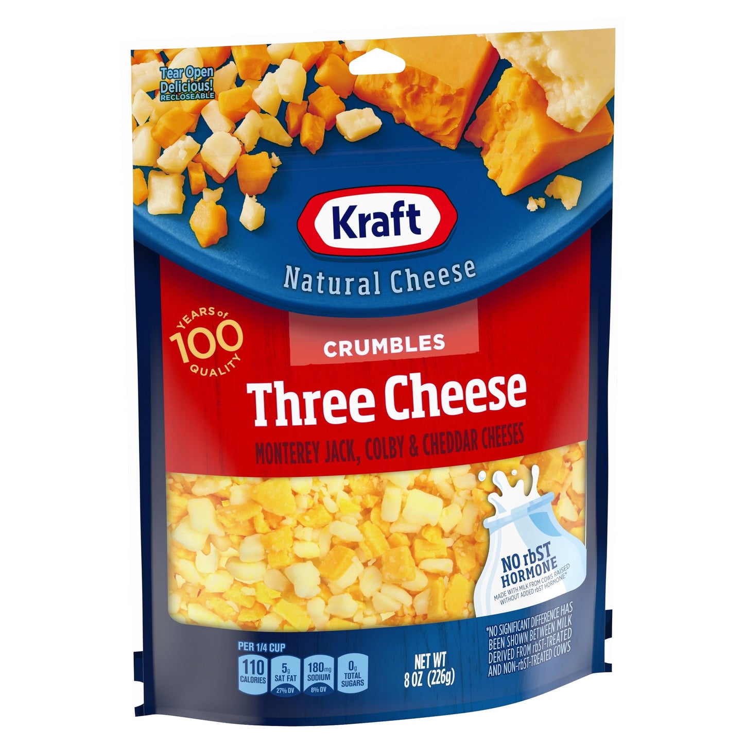 Kraft Three Cheese Blend Cheese Crumbles, 8 oz Bag