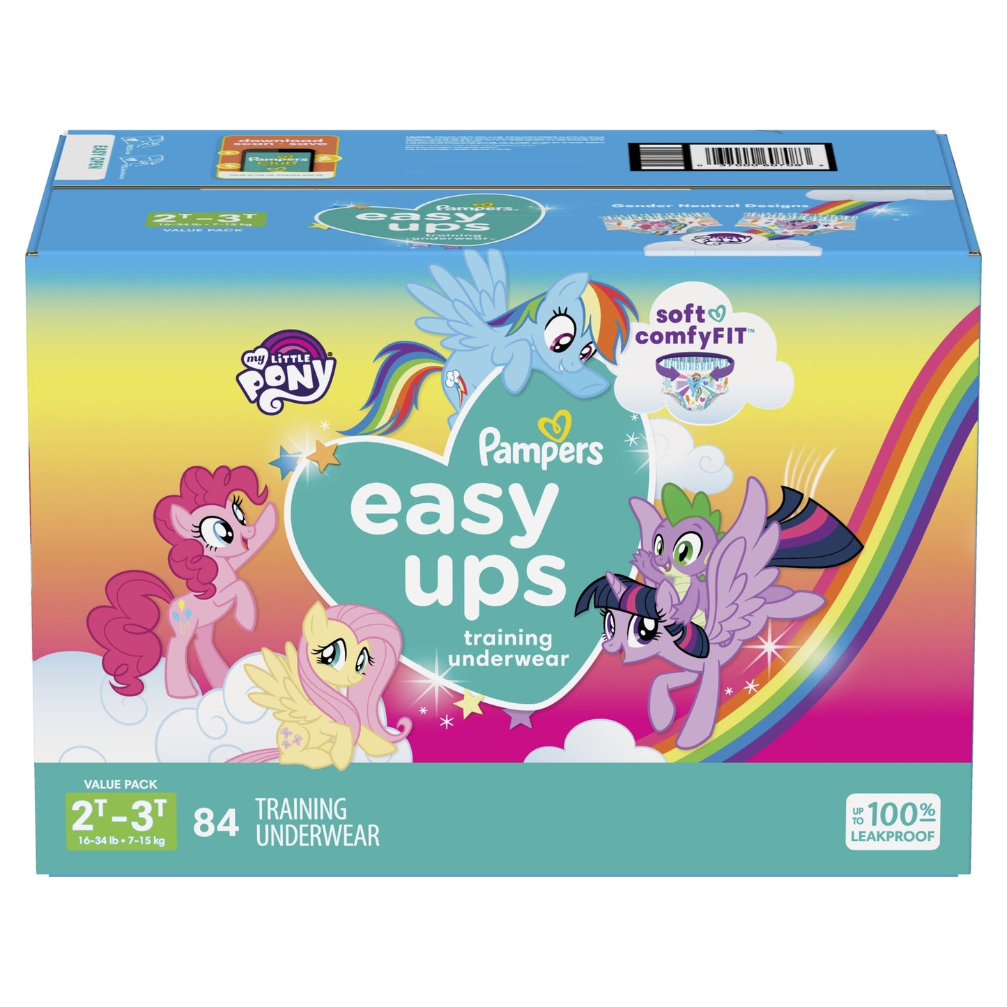 Pampers Easy Ups My Little Pony Training Pants Toddler Girls 2T/3T 84 Ct