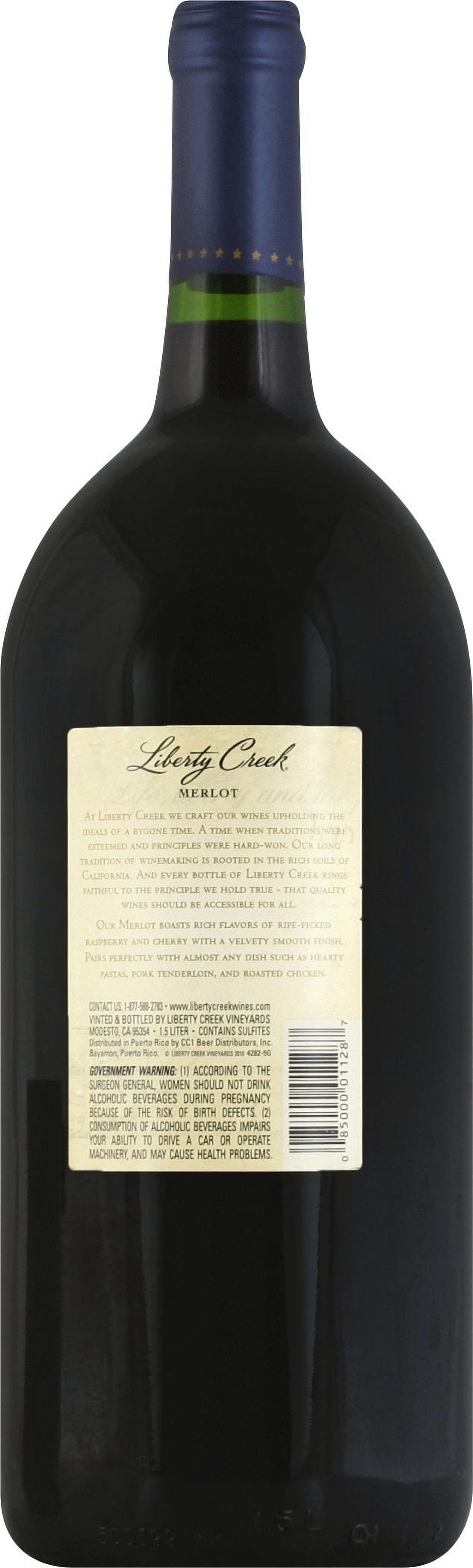 Liberty Creek California Merlot Red Wine, 1.5 Liter Glass Bottle