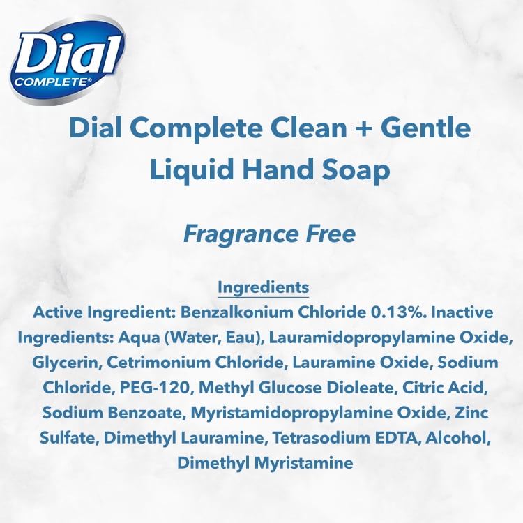 Dial Complete Clean + Gentle Antibacterial Liquid Hand Soap, Fragrance Free, 11 fl oz