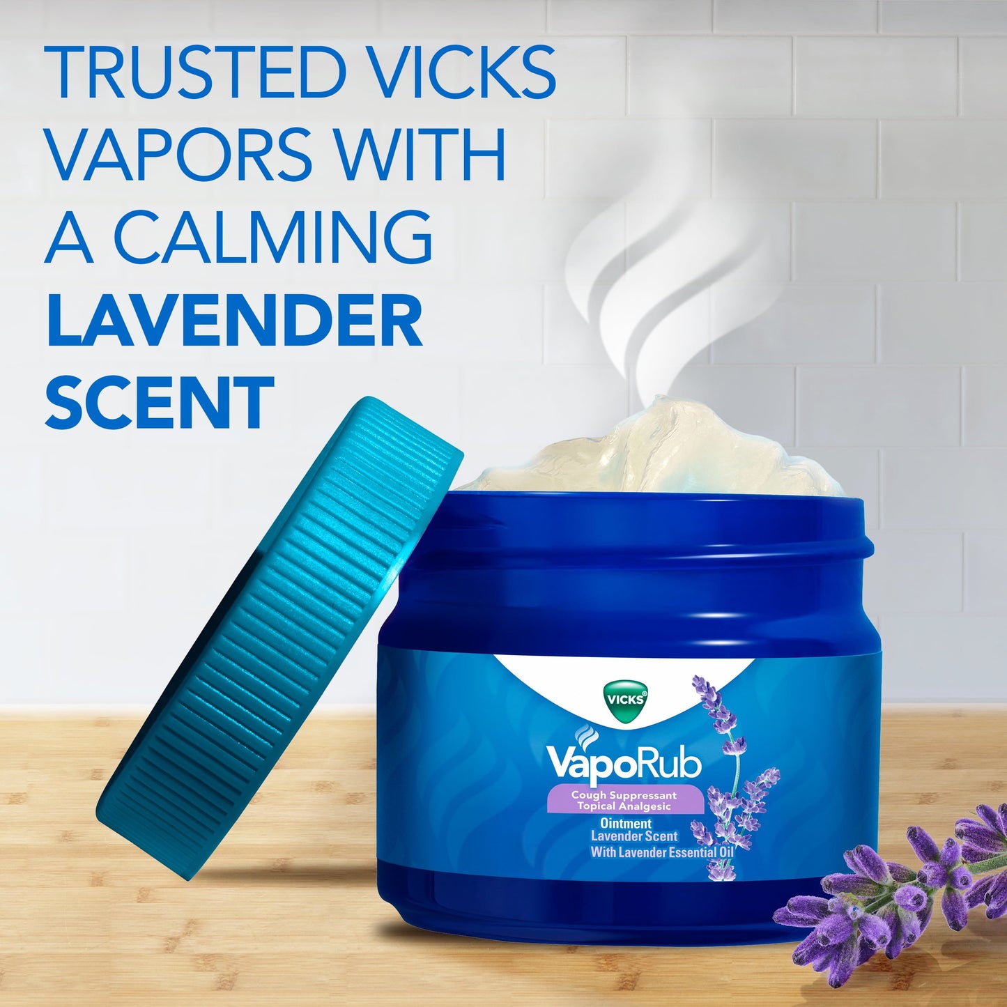 Vicks VapoRub Topical Chest Rub & Analgesic, over-the-Counter Medicine, Lavender Scent, 1.76 oz