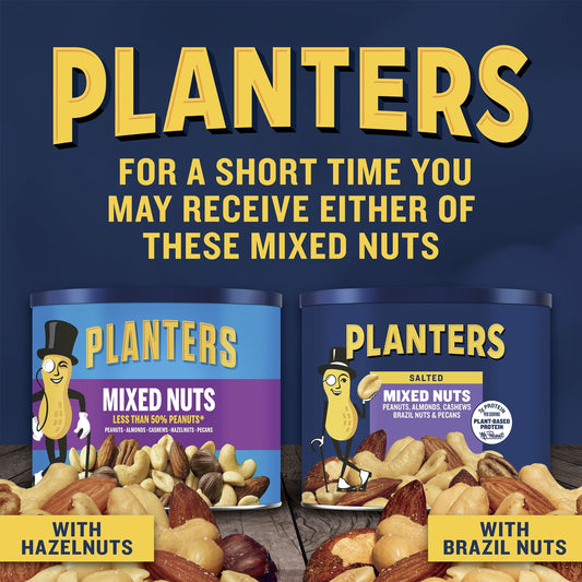 Planters Mixed Nuts Less Than 50% Peanuts with Peanuts, Almonds, Cashews, Hazelnuts & Pecans, 10.3 oz Canister