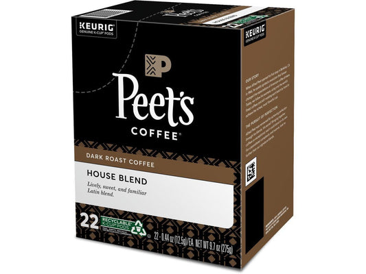 Peet's Coffee House Blend K-Cup Coffee Pods, Premium Dark Roast, 22 Count, Single Serve Capsules Compatible with Keurig