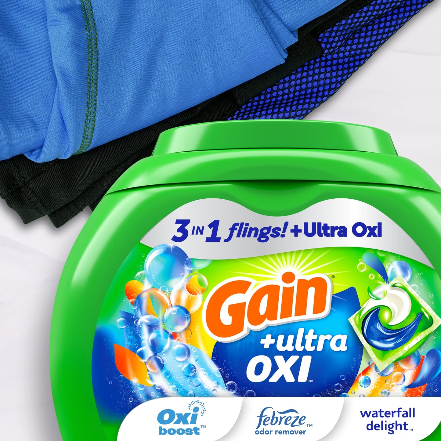 Gain Flings Ultra Oxi Laundry Detergent Pacs 60 Ct Waterfall Delight