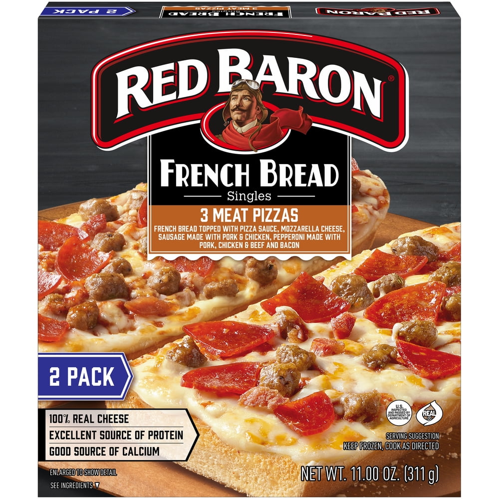 Red Baron French Bread Three Meat Frozen Pizza 2 Count 11 oz