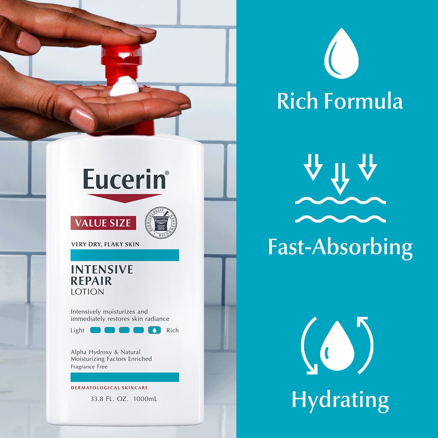 Eucerin Intensive Repair Body Lotion for Very Dry Skin, Pump Bottle