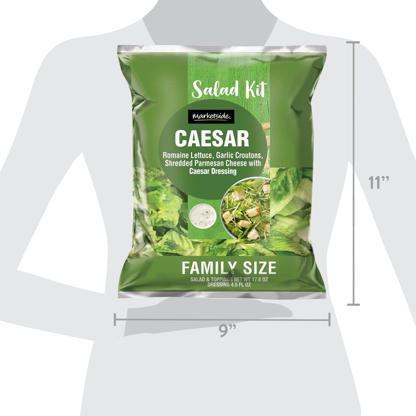 Marketside Caesar Salad Kit Family Size, 17.8 oz Bag, Fresh