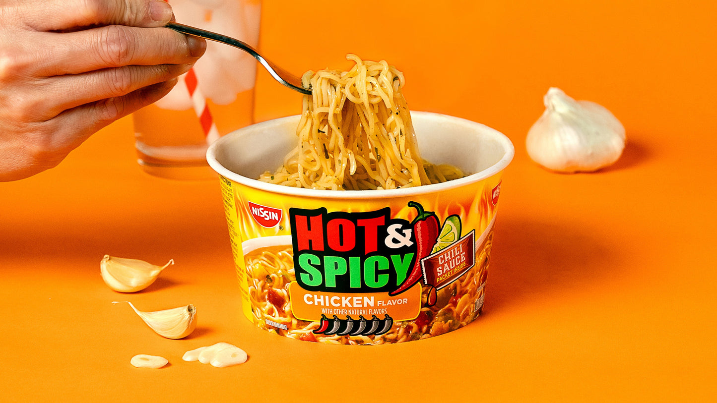 Nissin Hot & Spicy Chicken Flavor Ramen Noodle Soup 3.32 oz