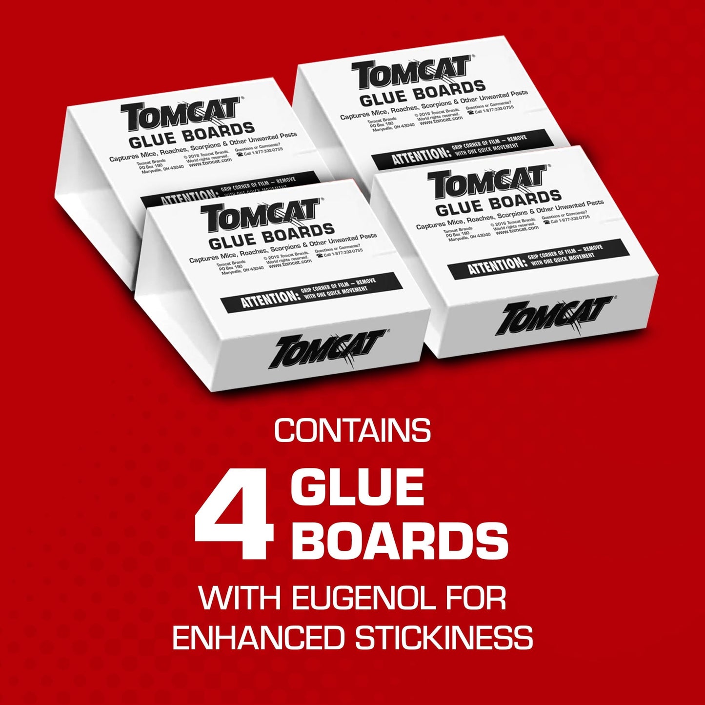 Tomcat Glue Boards with Immediate Grip Glue, Ready-To-Use, 4 Traps