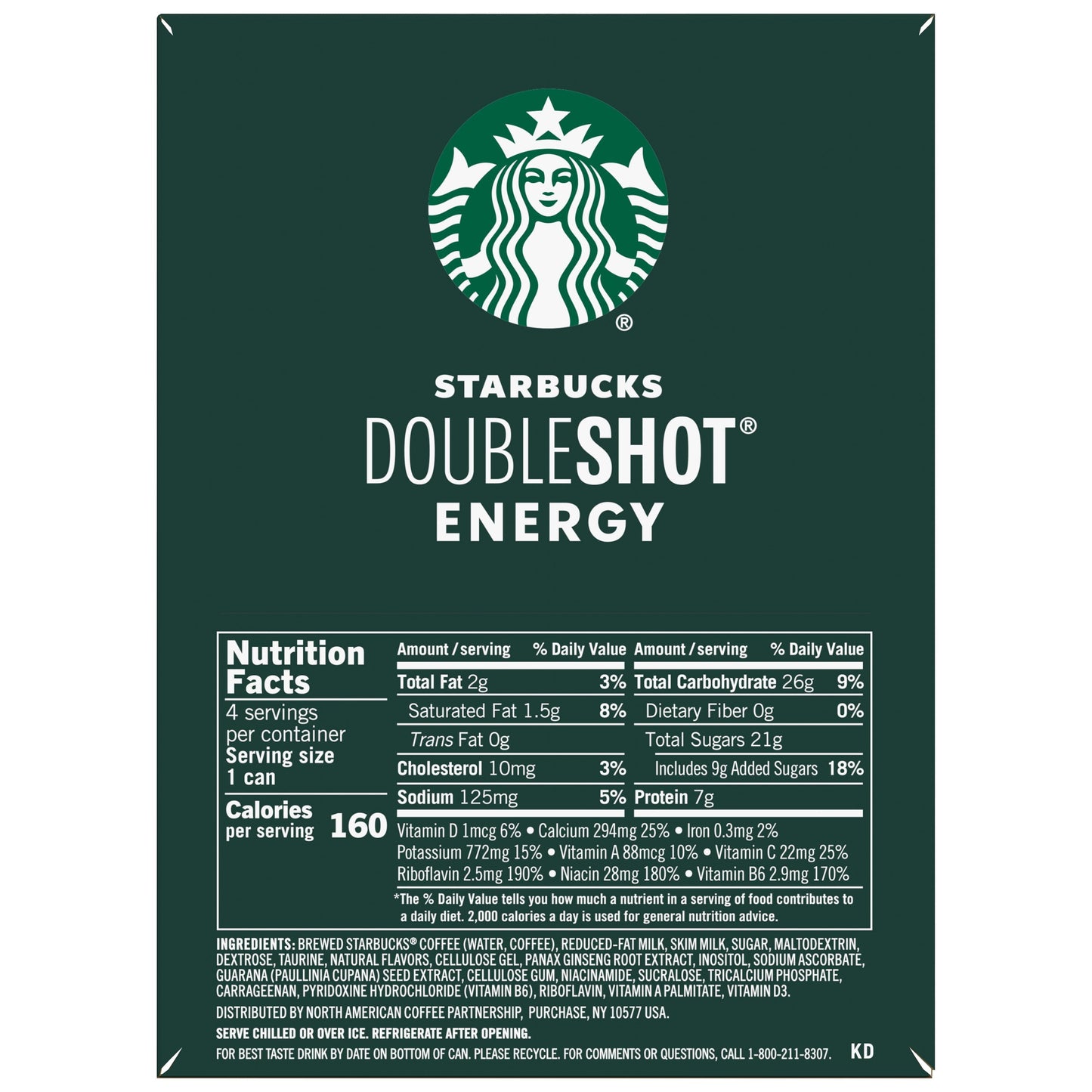 Starbucks Doubleshot Energy Mocha Coffee Energy Drink, 11 oz, 4 Pack Cans