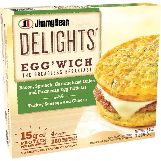 Jimmy Dean Delights Egg'wich Parmesan Egg Frittatas Turkey Sausage and Cheese, 4 count (Frozen)