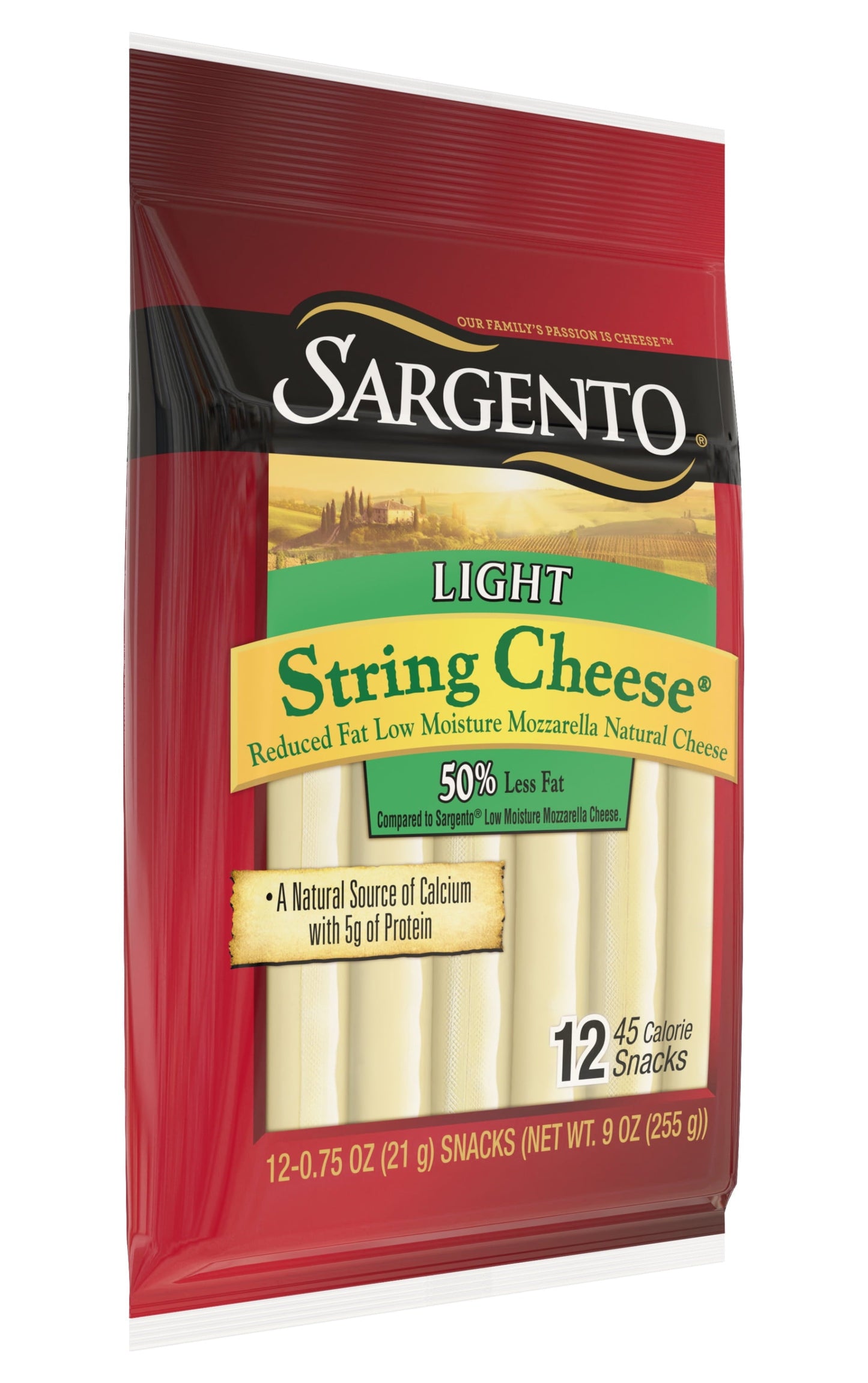 Sargento® Reduced Fat Low Moisture Part-Skim Mozzarella Natural Cheese Light String Cheese Snacks, 12-Count