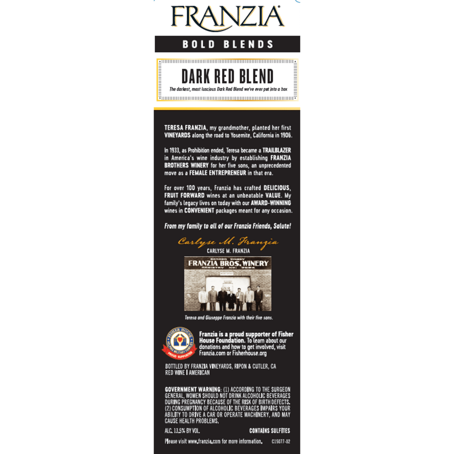 Franzia Dark Red Blend Vintner Select Red Wine, 5 L Bag In Box, ABV 13.50%