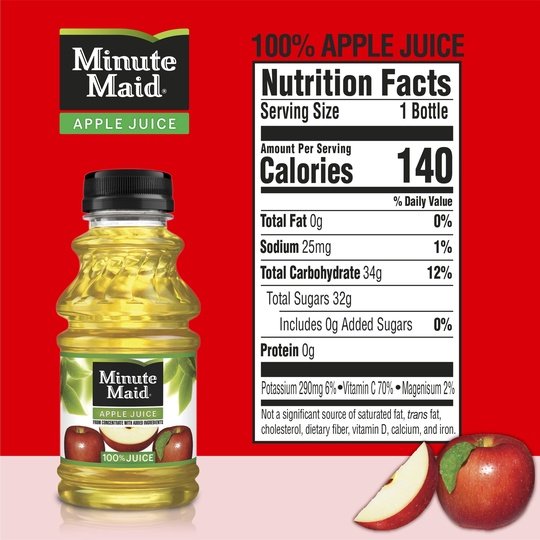 Minute Maid 100% Apple Fruit Juice Drink, 10 fl oz, 6 Bottles