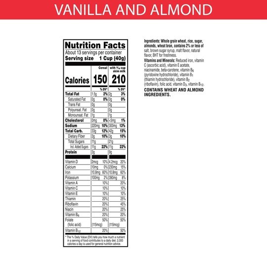 Kellogg's Special K Vanilla and Almond Cold Breakfast Cereal, Family Size, 18.8 oz Box