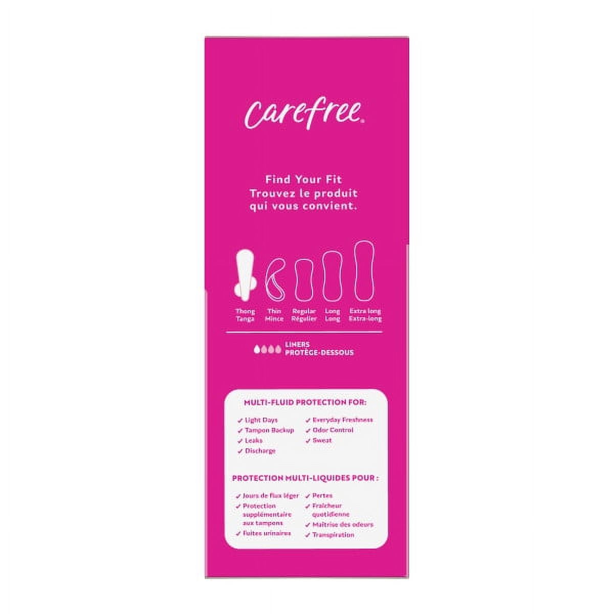 CAREFREE® THONG Panty Liners With Wings, Flat, Unscented, 49ct