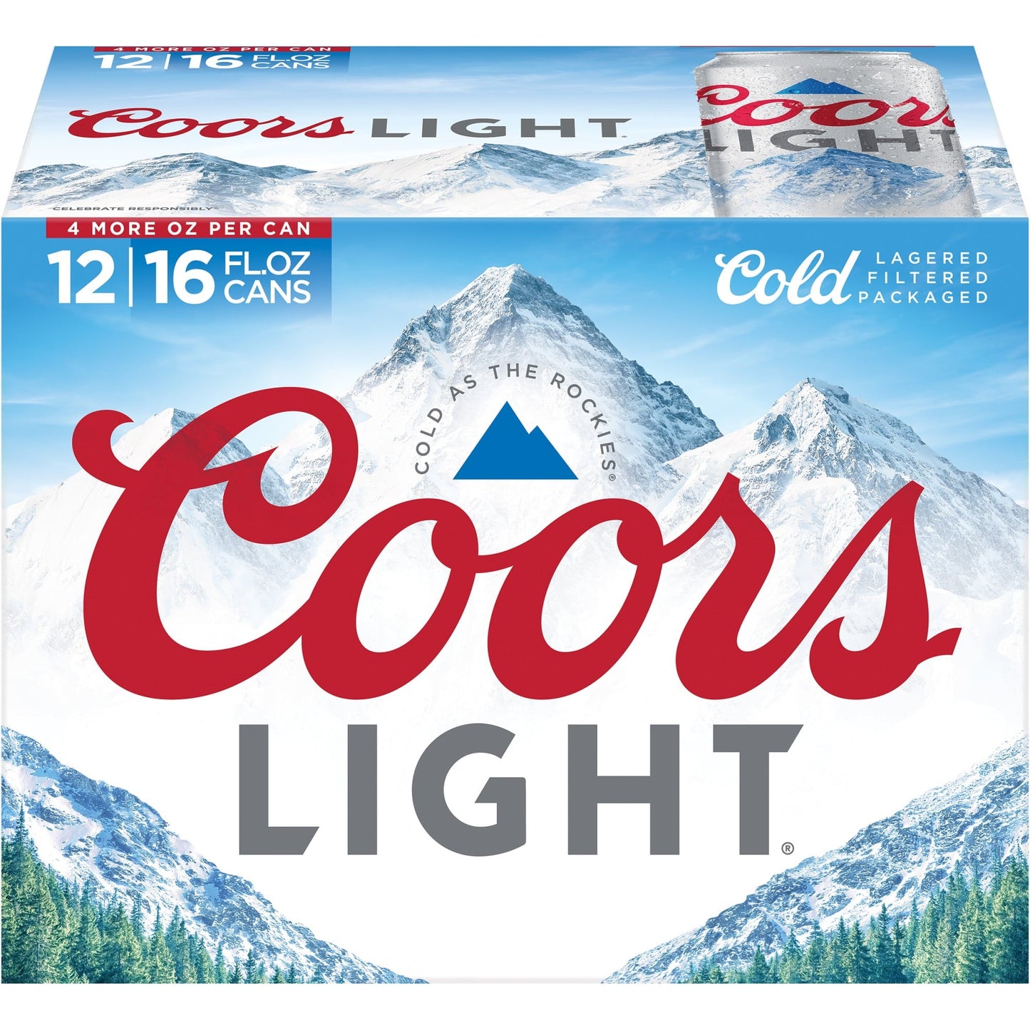 Coors Light Lager Beer, 12 Pack, 16 fl oz Cans, 4.2% ABV