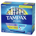 Tampax Pearl Tampons Duo Multipack with LeakGuard Braid, Light/Regular Absorbency, 34 Ct