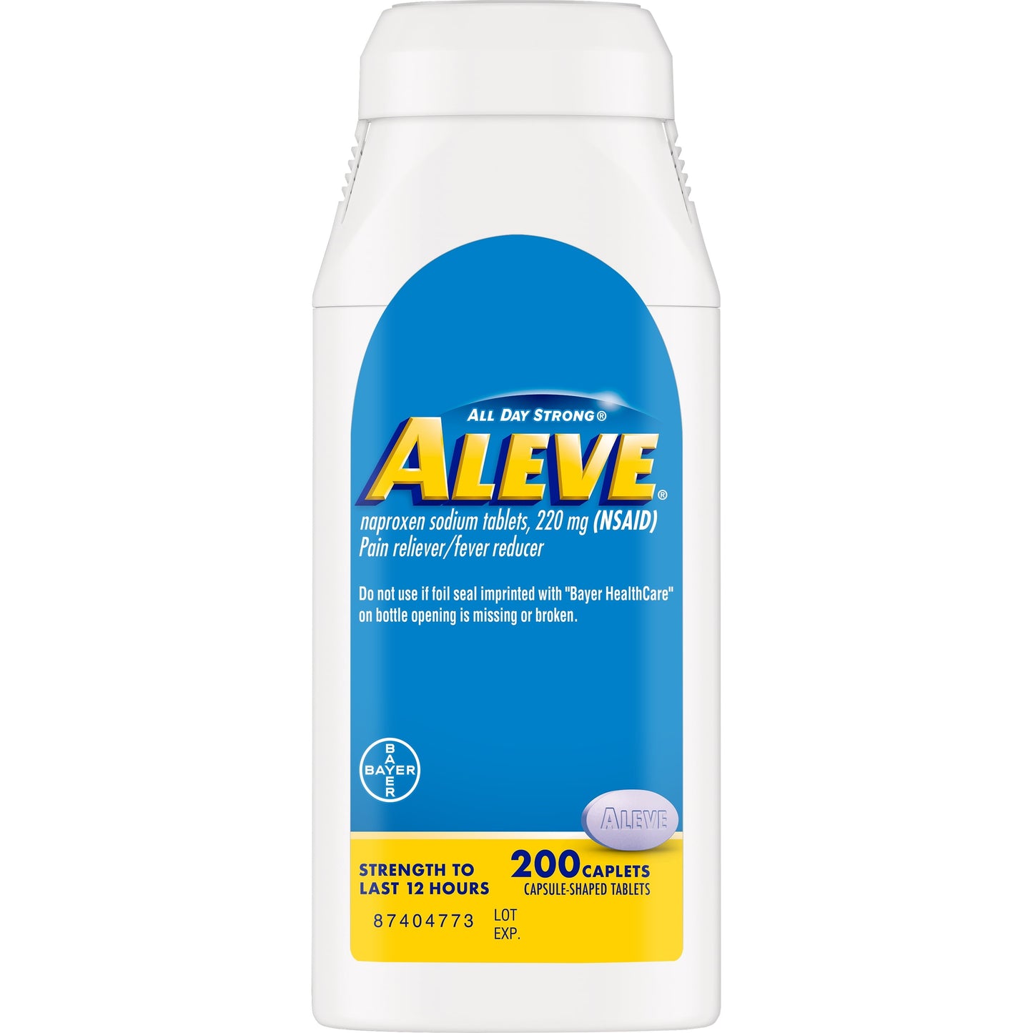 Aleve Caplets Naproxen Sodium Pain Reliever, 200 Count