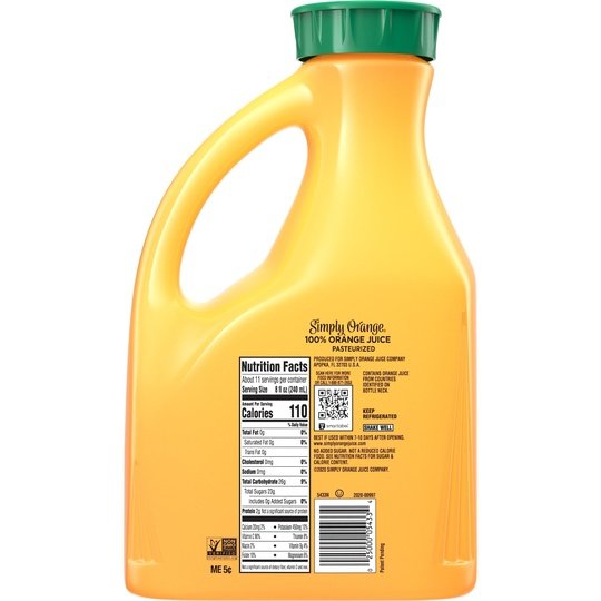 Simply Non GMO Orange Juice No Pulp, 89 fl oz Bottle