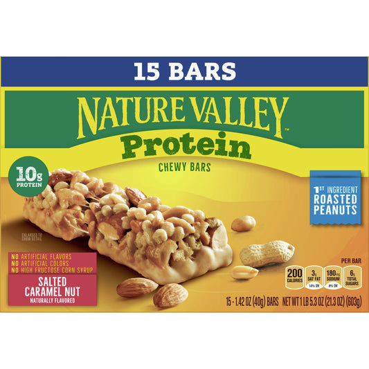 Nature Valley Protein Granola Bars, Salted Caramel Nut, Snack Bars, 15 ct, 21.3 OZ