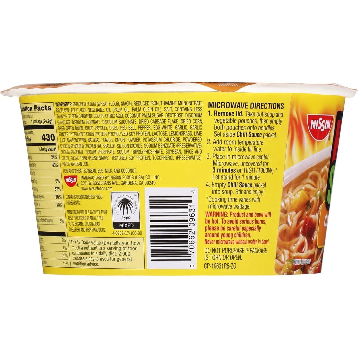 Nissin Hot & Spicy Chicken Flavor Ramen Noodle Soup 3.32 oz