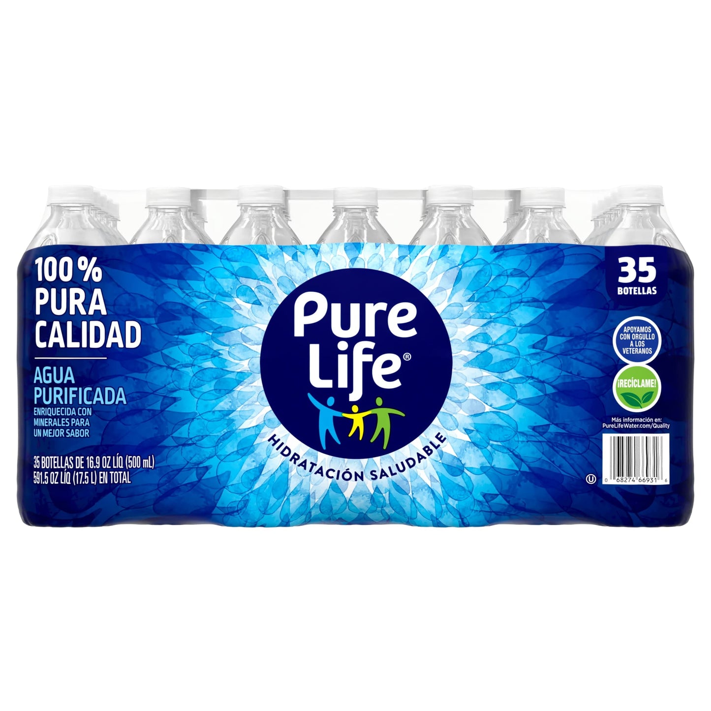 Pure Life Purified Water, 16.9 Fl Oz / 500 mL, Plastic Bottled Water (35 Pack)