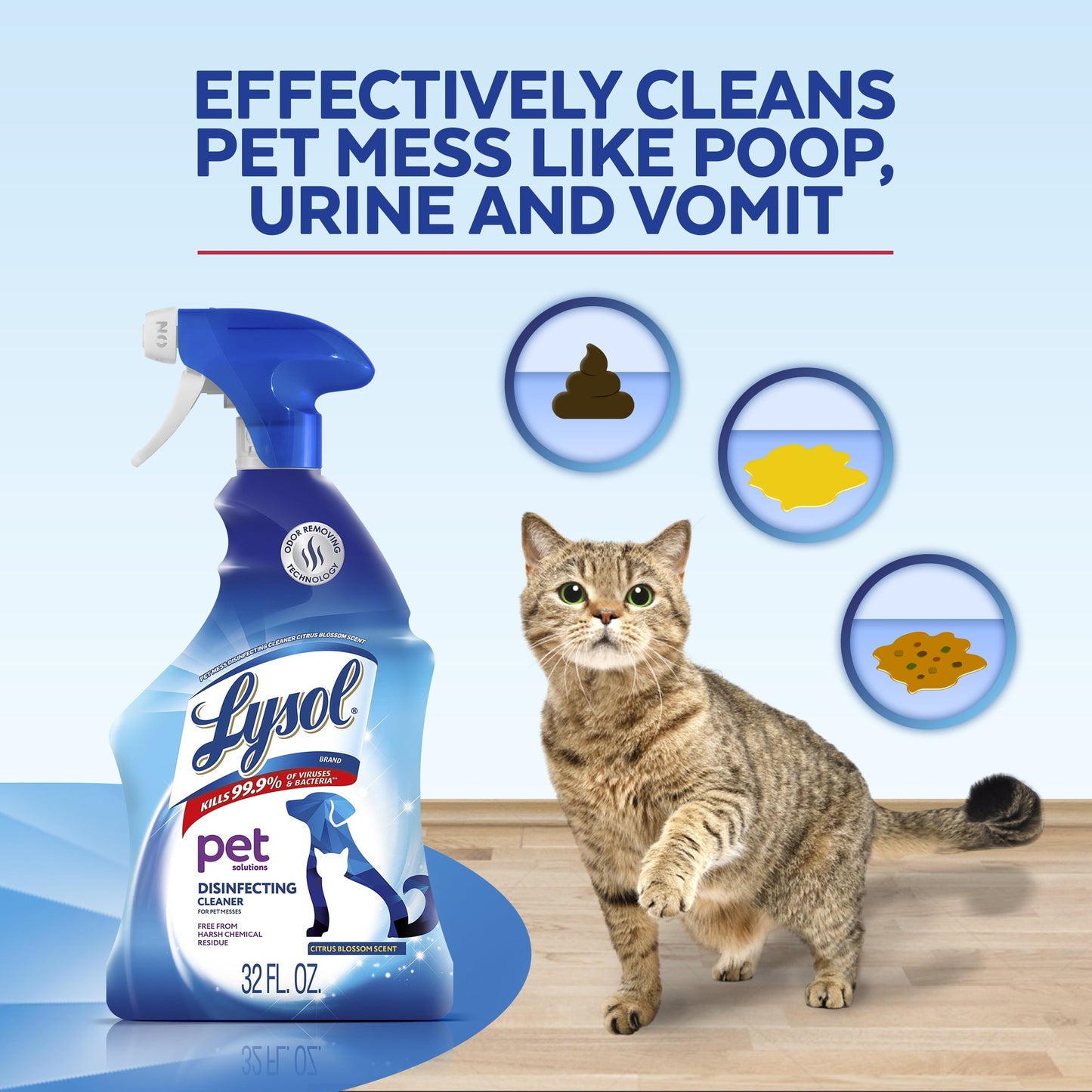 Lysol Pet Solutions –Disinfecting Cleaner, Citrus Blossom Scent, 32 FL OZ.