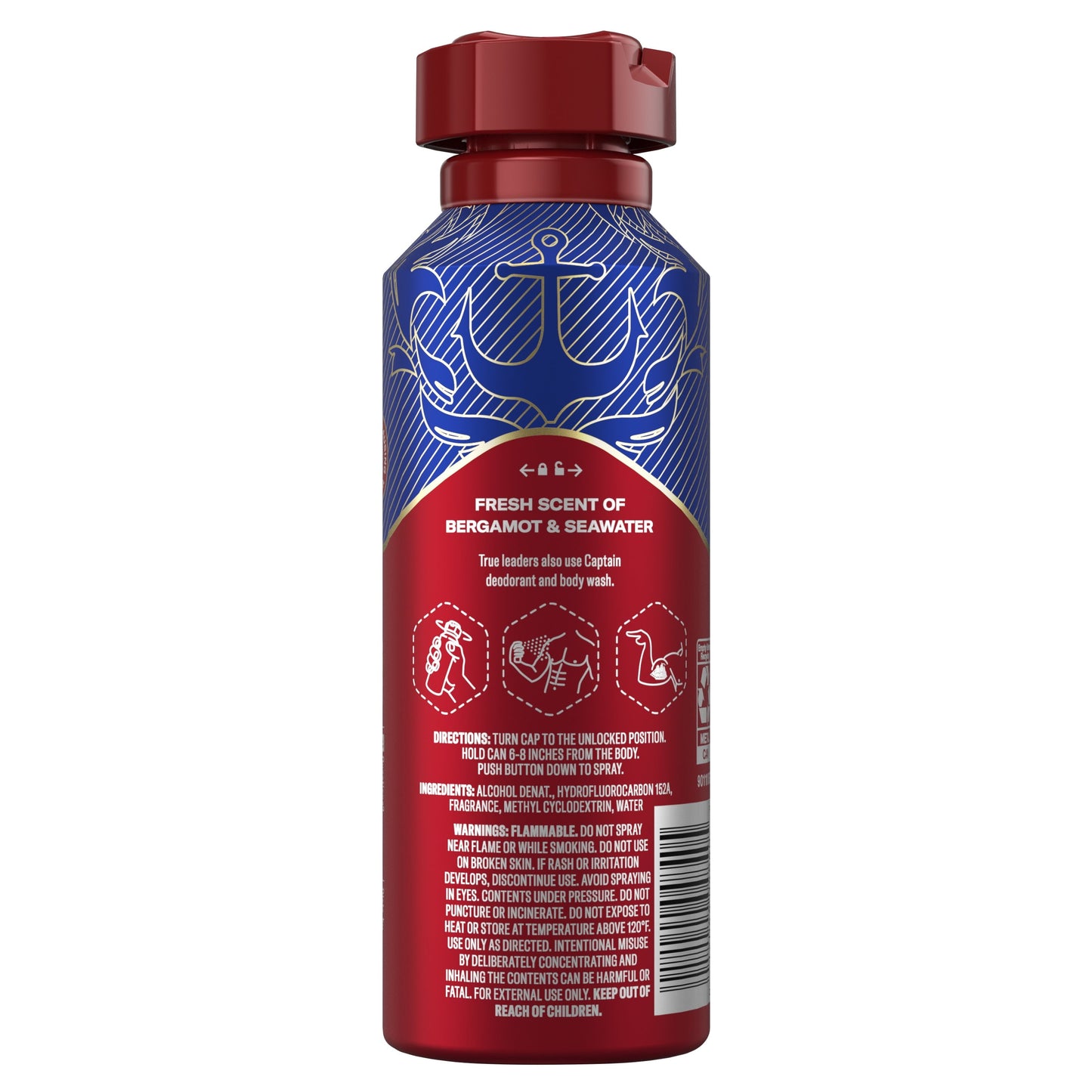 Old Spice Men's Body Spray Aluminum Free Captain, 5.1 oz