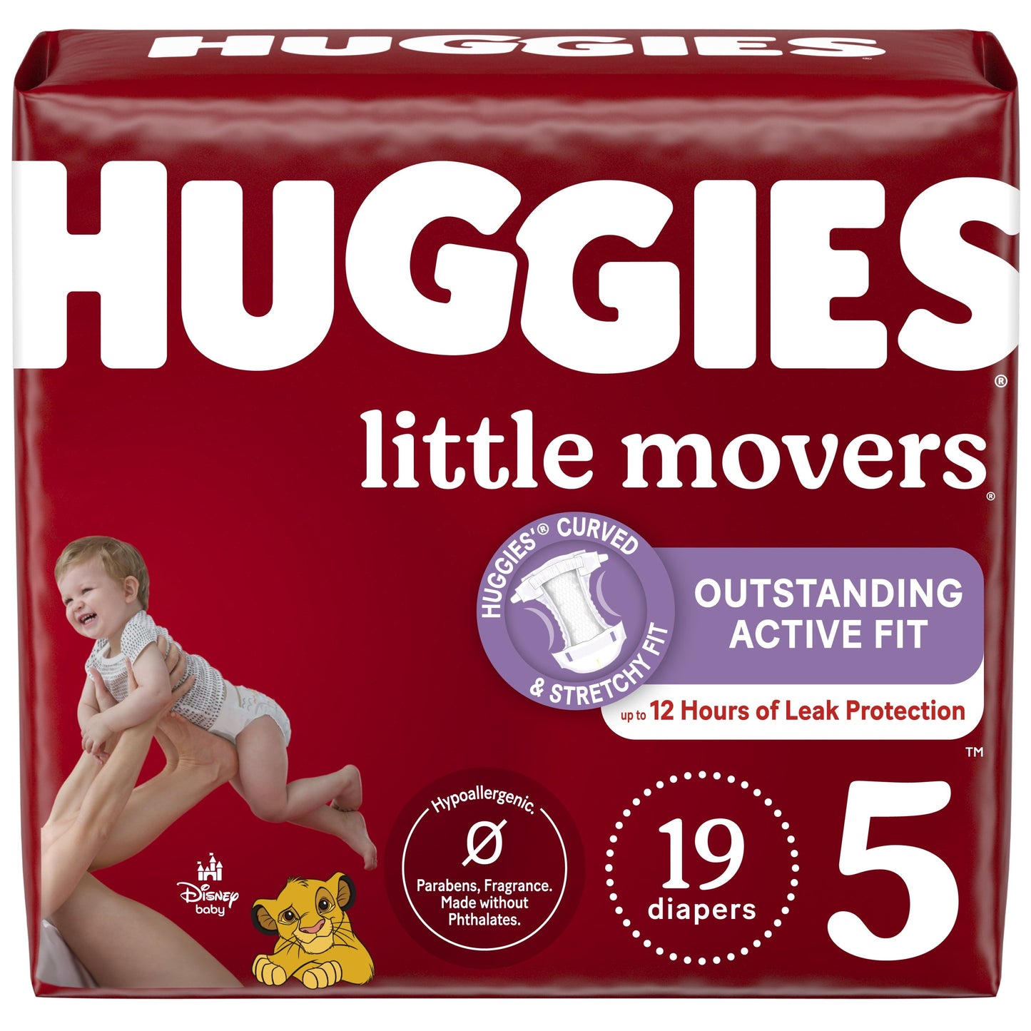 Huggies Little Movers Baby Diapers, Size 5, 19 Ct