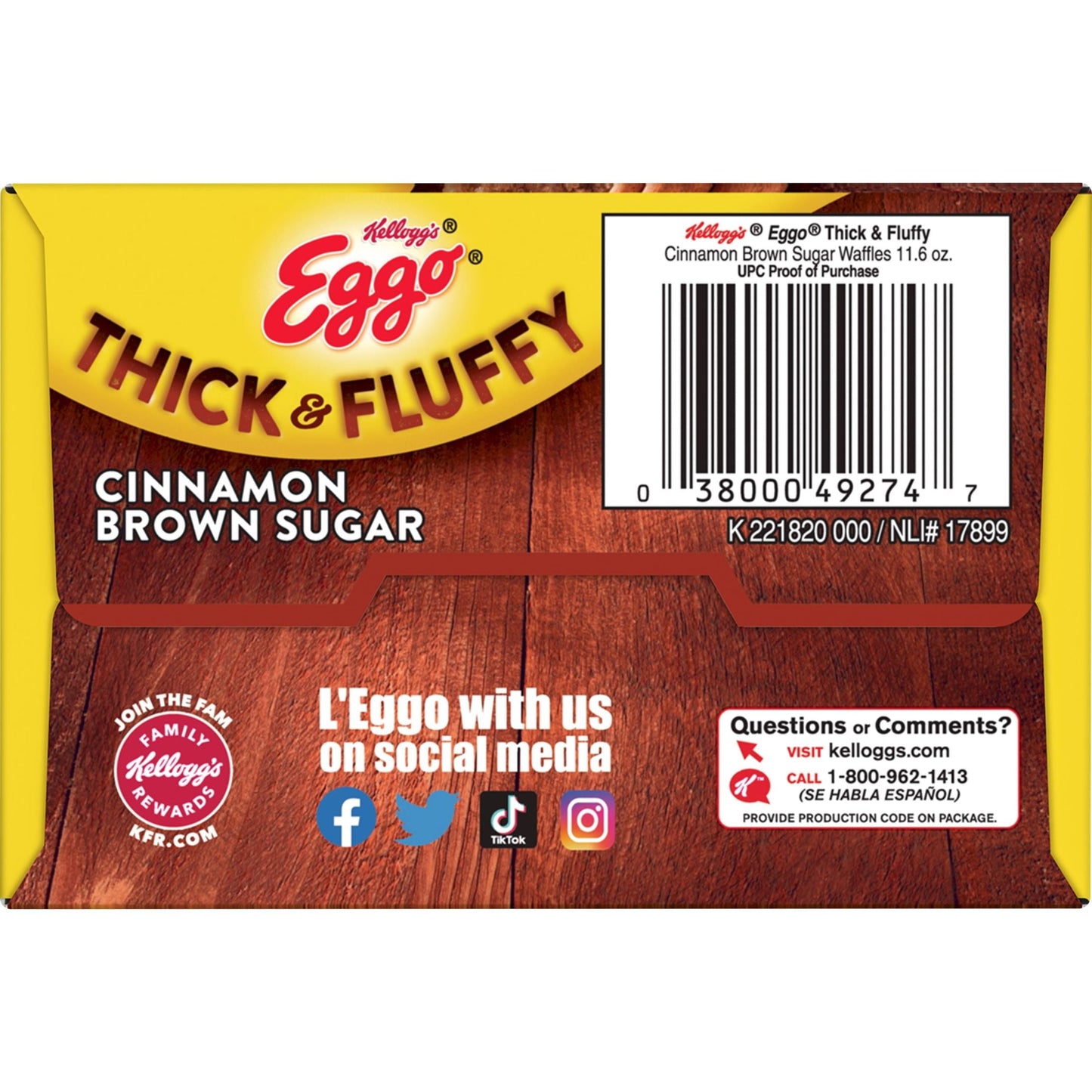 Eggo Thick and Fluffy Cinnamon Brown Sugar Waffles, 11.6 oz, 6 Count (Frozen)