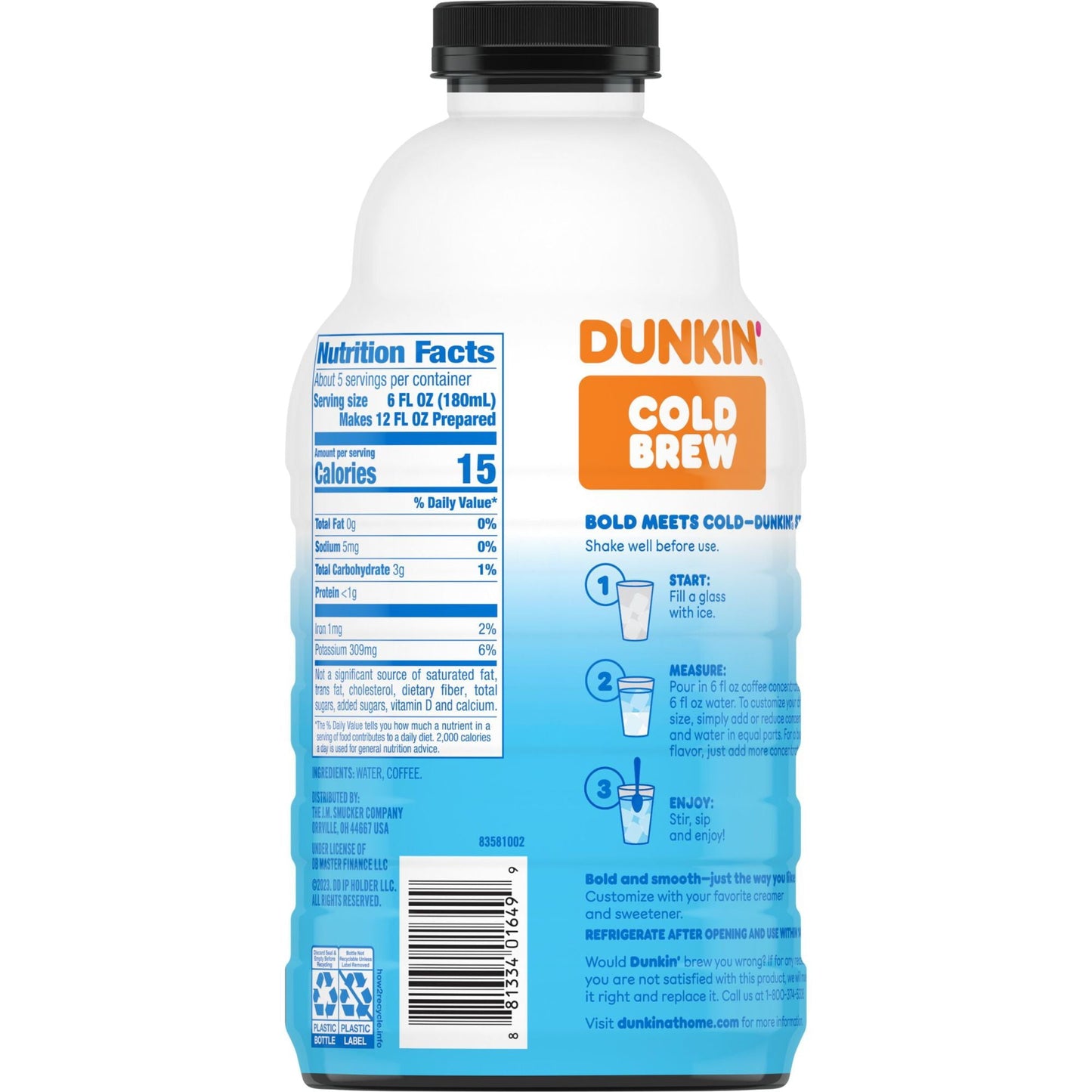 Dunkin Cold Brew Coffee Concentrate, 31 Oz.