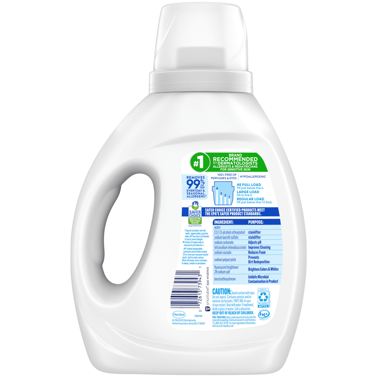 all Liquid Laundry Detergent, Free Clear for Sensitive Skin, 36 Fluid Ounces, 24 Loads