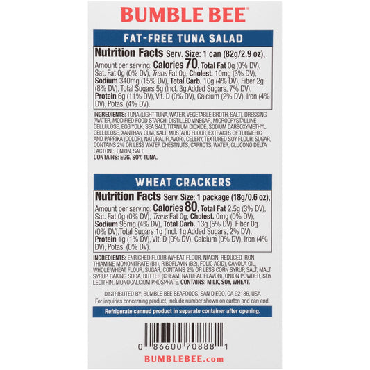 Bumble Bee Snack On The Run Fat-Free Tuna Salad with Crackers Kit, 3.5 oz
