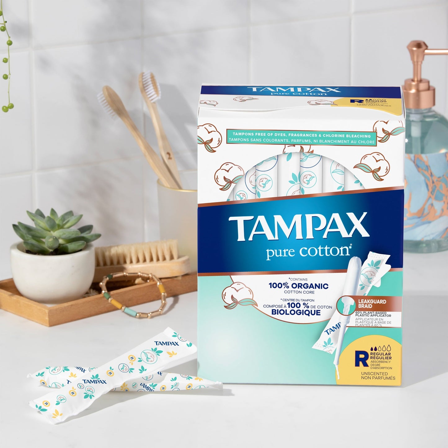 Tampax Pure Cotton Tampons, Unscented, Super Absorbency, 24 Ct