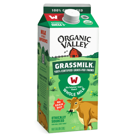 Organic Valley, Organic Whole Milk, Grassfed, Half Gallon Carton, 64 oz