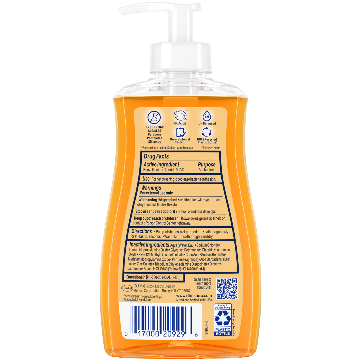 Dial Antibacterial Liquid Hand Soap, Gold, 11 fl oz