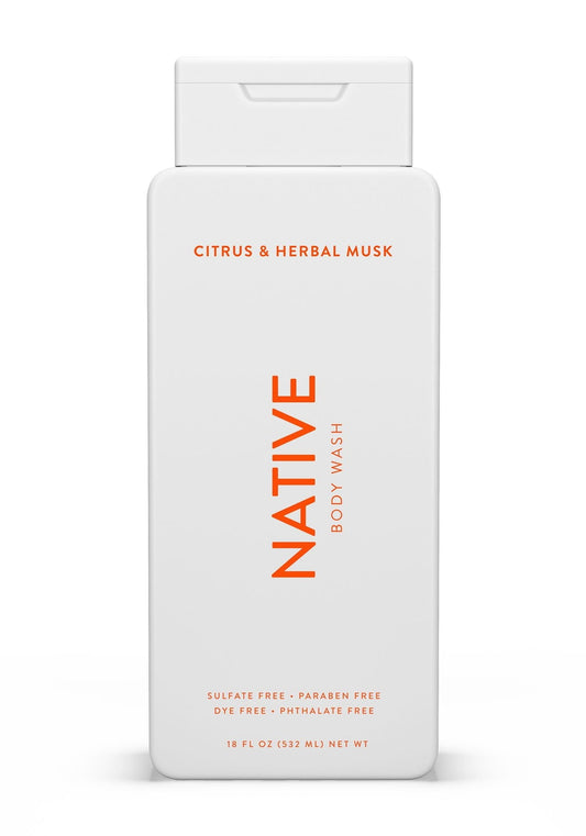 Native Natural Body Wash, Citrus & Herbal Musk, Sulfate Free, Paraben Free, 18 oz
