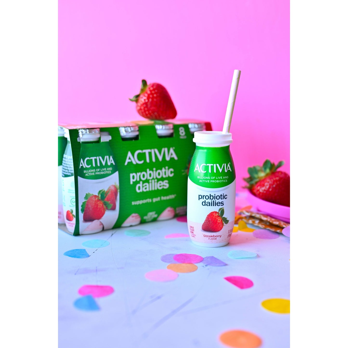 Activia Probiotic Dailies Strawberry Lowfat Probiotic Yogurt Drinks, 3.1 fl oz, 8 Count