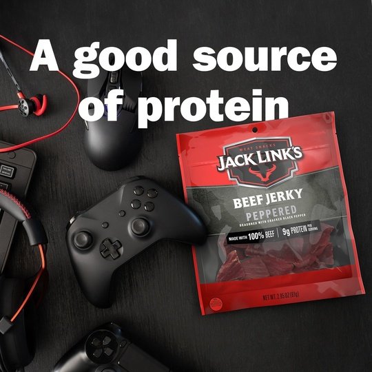 Jack Link’s Beef Jerky, Peppered, 100% Beef, 11g of Protein per Serving, 2.85 oz Bag