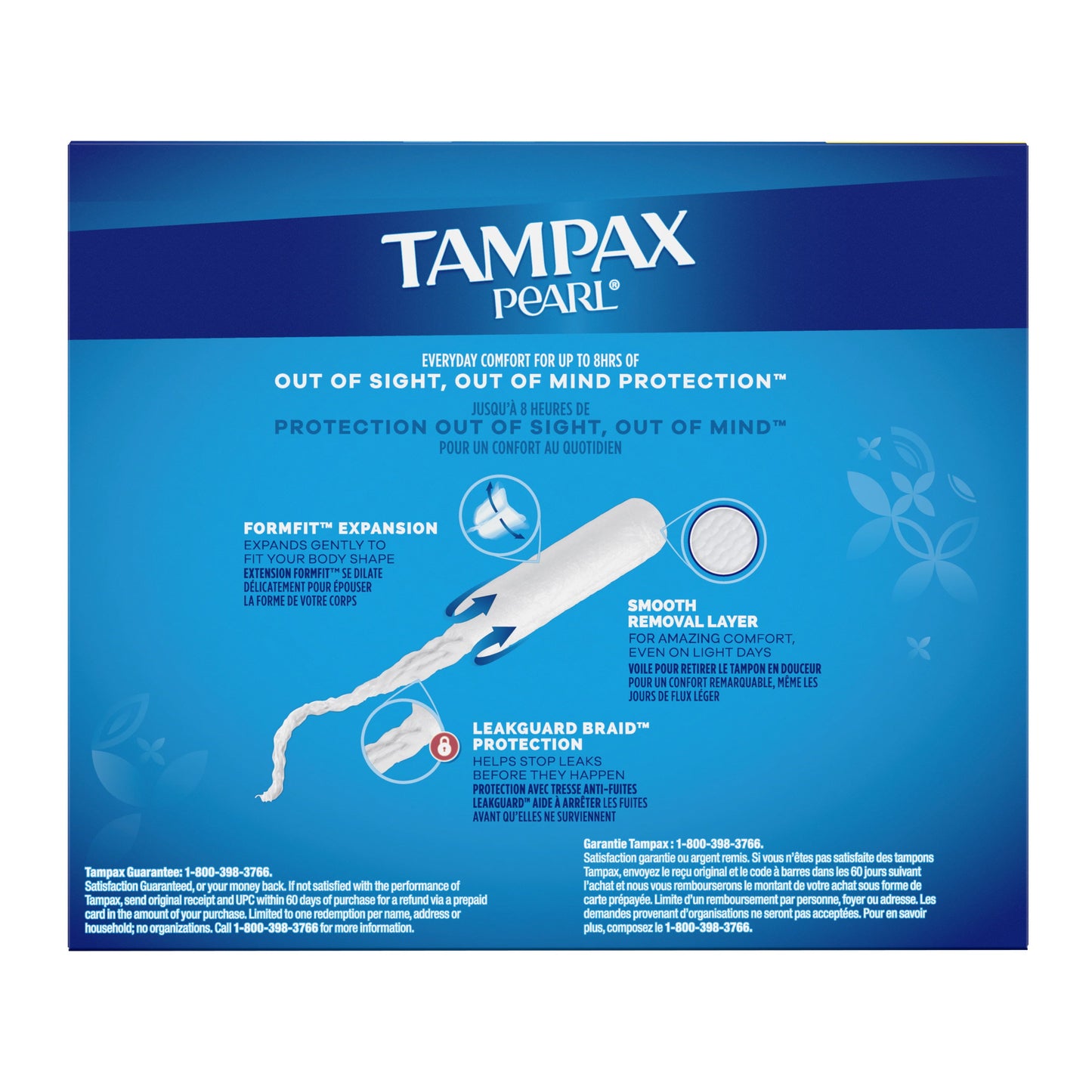 Tampax Pearl Tampons Trio Multipack with LeakGuard Braid, Regular/Super/Super Plus Absorbency, 47 Ct