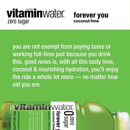 vitaminwater zero forever you nutrient enhanced water w/ vitamins, coconut-lime, 20 fl oz